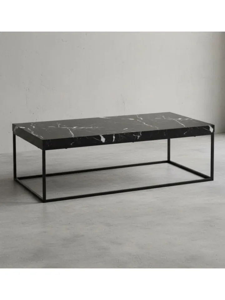 KADIMA DESIGN Tische<Couchtisch 120x60x38 cm Sofatisch in Marmor-Optik Modern, in Schwarz