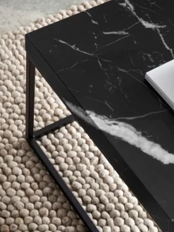 KADIMA DESIGN Tische<Couchtisch 120x60x38 cm Sofatisch in Marmor-Optik Modern, in Schwarz