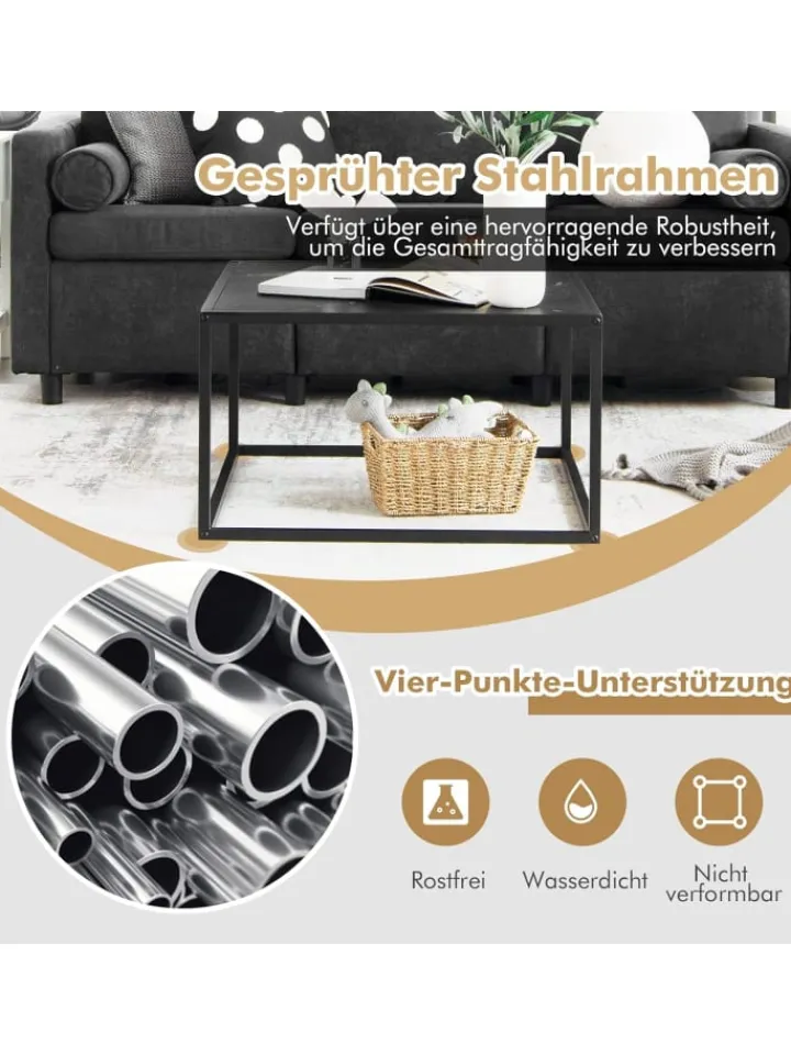 COSTWAY Tische<Couchtisch 70x70x40cm in Schwarz