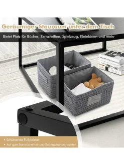 COSTWAY Tische<Couchtisch 70x70x40cm in Schwarz