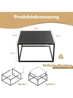COSTWAY Tische<Couchtisch 70x70x40cm in Schwarz