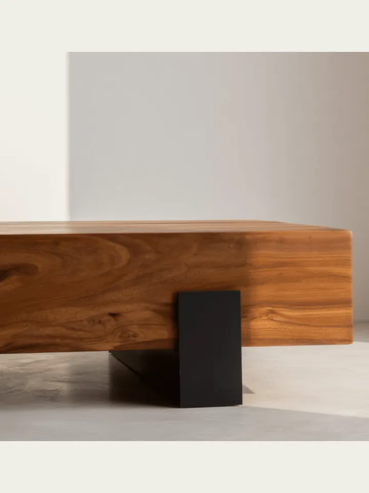 KADIMA DESIGN Tische<Couchtisch 115x22x44cm Massivholz / Metall Sofatisch, Design