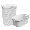 Rotho Wäschekörbe & -Ständer<Country Set 2tlg. bestehend aus Korb 40l und Sammler 55l mit Deckel in Weiß