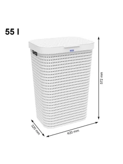 Rotho Wäschekörbe & -Ständer<Country Set 2tlg. bestehend aus Korb 40l und Sammler 55l mit Deckel in Weiß