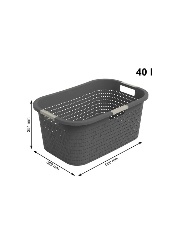 Rotho Wäschekörbe & -Ständer<Country Set 2tlg. bestehend aus Korb 40l und Sammler 55l mit Deckel in Anthrazit