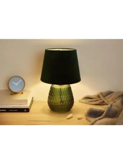 Pauleen Tischleuchten<Crystal Velours Tischleuchte max40W E14 Grün 230V Glas/Stoff