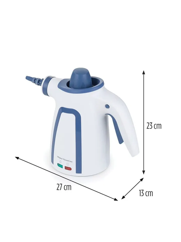 Vitapur Putz- & Waschutensilien<Dampfreiniger '''' in Weiß/ Blau - (B)13 x (H)23 x (T)27 cm