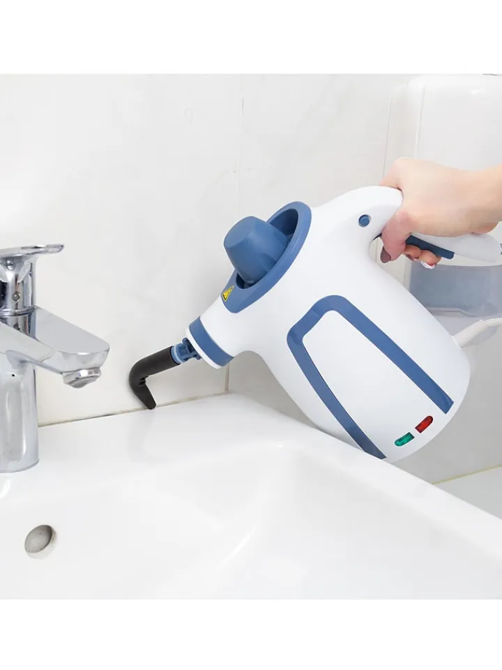 Vitapur Putz- & Waschutensilien<Dampfreiniger '''' in Weiß/ Blau - (B)13 x (H)23 x (T)27 cm