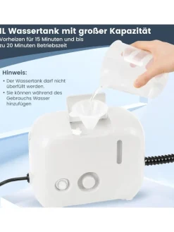 COSTWAY Staubsauger<Dampfreiniger 1500W Aufheizzeit 10s in Weiß