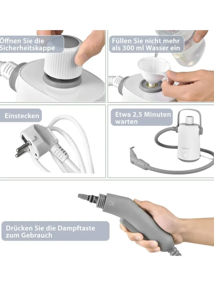 COSTWAY Klima & Haushalt|Staubsauger<Dampfreiniger 1000W inkl. 10 Zubehör in Grau
