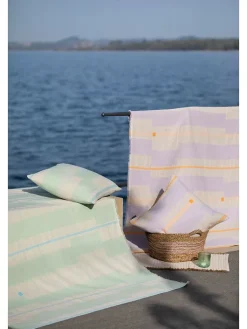 David Fussenegger Wohndecken & Plaids<Decke "Lino - Blockstreifen" in Beige/ Rosa