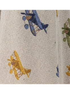 Bloomingville Wohndecken & Plaids<Decke PLANE Natur mit Flugzeugen und Blauen Quasten 160x130 cm