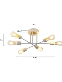 ZMH Decken- & Hängeleuchten<Deckenleuchte 6-flammige E27 in Weiß Retro Flurlampe