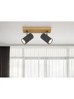 Globo lighting Decken- & Hängeleuchten<Deckenleuchte in Grau/ Hellbraun - (L)26 x (B)6 x (H)12 cm