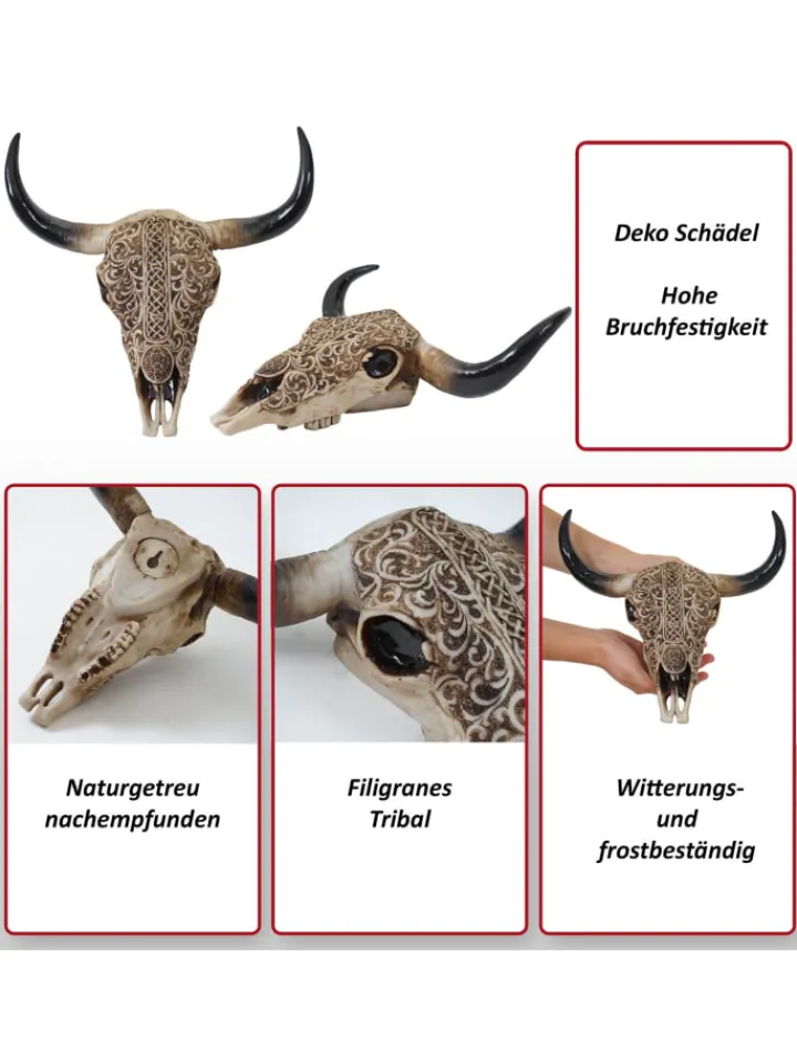 MCW Gartendekoration<Deko Schädel Stier C15