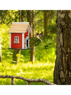 relaxdays Vögel<Deko Vogelhaus in Bunt - (B)18,5 x (H)25 x (T)18,5 cm