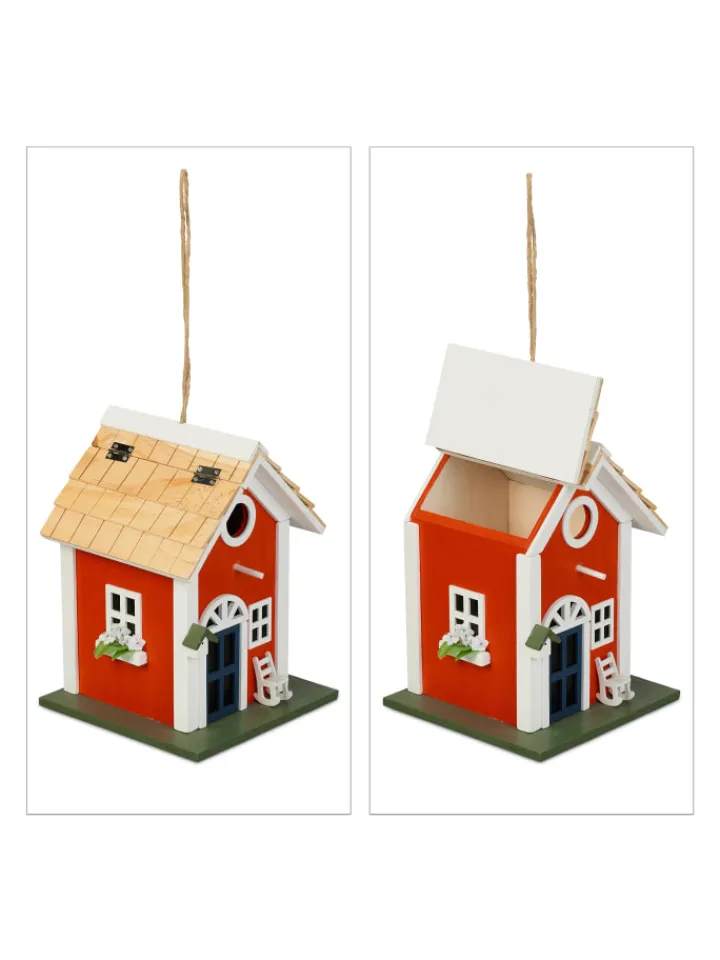 relaxdays Vögel<Deko Vogelhaus in Bunt - (B)18,5 x (H)25 x (T)18,5 cm