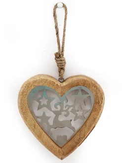SiL Interiors Dekofiguren & -Objekte<Dekoanhänger ''Heart'' in Hellbraun/ Weiß - (H)15 cm