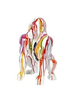 Rétro Chic Dekofiguren & -Objekte<Dekofigur "Gorilla" in Bunt/ Weiß - (H)46 cm