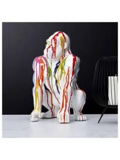 Rétro Chic Dekofiguren & -Objekte<Dekofigur "Gorilla" in Bunt/ Weiß - (H)46 cm