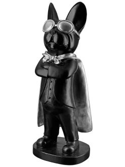GILDE Dekofiguren & -Objekte<Dekofigur "Hero Dog" in Schwarz/ Silber - (B)13 x (H)32,5 x (T)10 cm