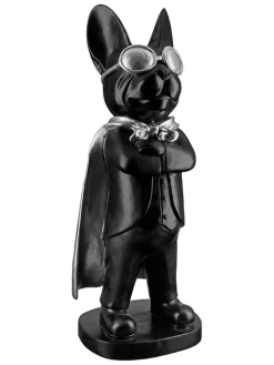 GILDE Dekofiguren & -Objekte<Dekofigur "Hero Dog" in Schwarz/ Silber - (B)13 x (H)32,5 x (T)10 cm