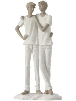 J Line Dekofiguren & -Objekte<Dekofigur in Weiß/ Taupe - (B)13,5 x (H)26 cm