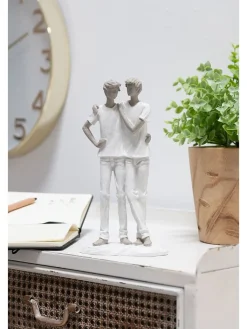 J Line Dekofiguren & -Objekte<Dekofigur in Weiß/ Taupe - (B)13,5 x (H)26 cm