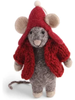 Gry & Sif Dekofiguren & -Objekte<Dekofigur ''Mouse'' in Grau/ Rot - (B)4,5 x (H)13 x (T)4 cm