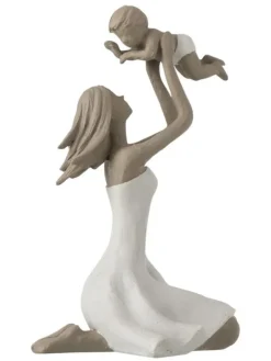 J Line Dekofiguren & -Objekte<Dekofigur ''Mutter und Kind'' in Weiß/ Taupe - (B)12 x (H)18 x (T)10 cm