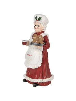 Clayre & Eef Dekofiguren & -Objekte<Dekofigur "Weihnachtsfrau" in Rot/ Weiß - (B)15 x (H)30 cm