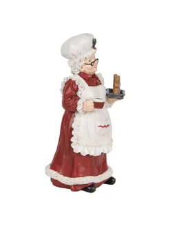 Clayre & Eef Dekofiguren & -Objekte<Dekofigur "Weihnachtsfrau" in Rot/ Weiß - (B)15 x (H)30 cm