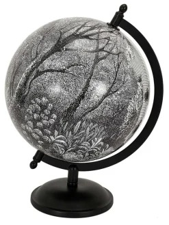 Ethnical Life Wohndekoration<Dekoglobus "Black forest" in Schwarz/ Weiß - (H)31 x Ø 21 cm
