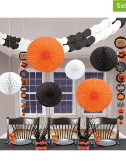 amscan Partyzubehör & -Dekoration<Dekohänger in Orange/ Schwarz/ Weiß - 9 Stück