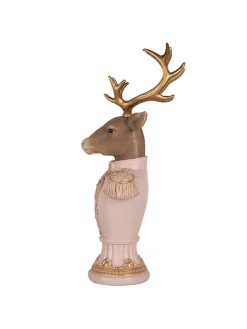 Clayre & Eef Dekofiguren & -Objekte<Dekoobjekt "Hirsch" in Rosa/ Gold - (B)16 x (H)36 x (T)14 cm