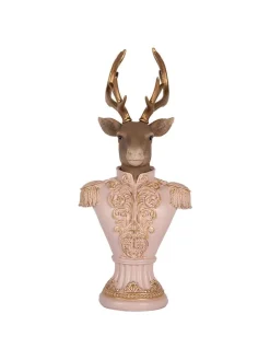 Clayre & Eef Dekofiguren & -Objekte<Dekoobjekt "Hirsch" in Rosa/ Gold - (B)16 x (H)36 x (T)14 cm