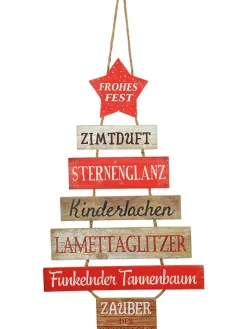 POSIWIO Wohndekoration<Dekoschild "Frohes Fest" in Rot/ Weiß/ Hellbraun - (B)40 x (H)70 cm