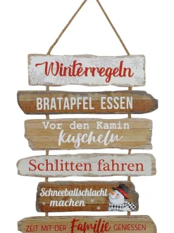POSIWIO Wohndekoration<Dekoschild "Winterregeln" in Hellbraun - (B)35 x (H)46 cm