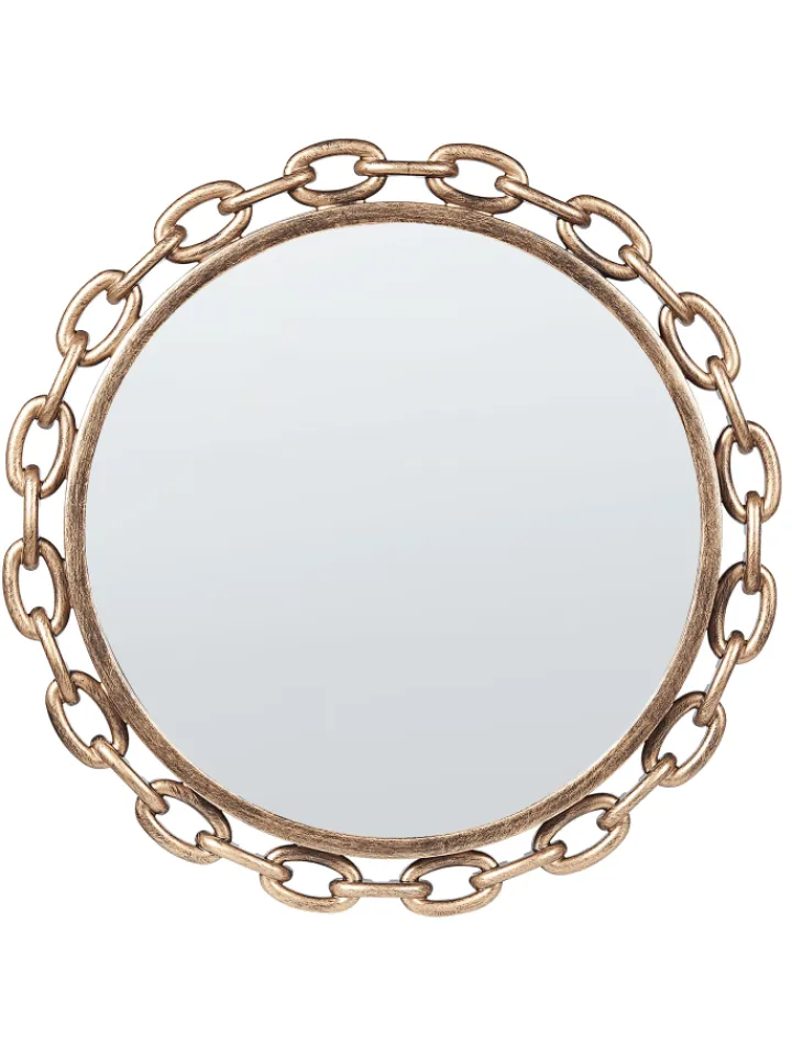 Beliani Spiegel<Dekospiegel YEBRA in Gold - (W) 46 x (H) 46 x (L) 4 cm