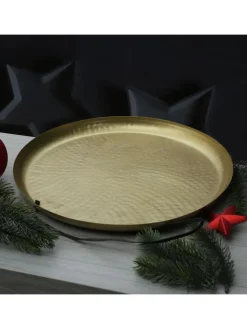 MARELIDA Dekoschalen<Dekotablett Dekoteller aus Metall magnetisch D: 38,5cm in gold