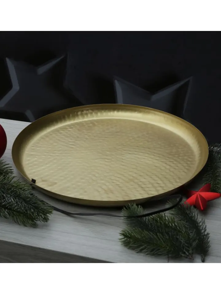 MARELIDA Dekoschalen<Dekotablett Dekoteller aus Metall magnetisch D: 38,5cm in gold