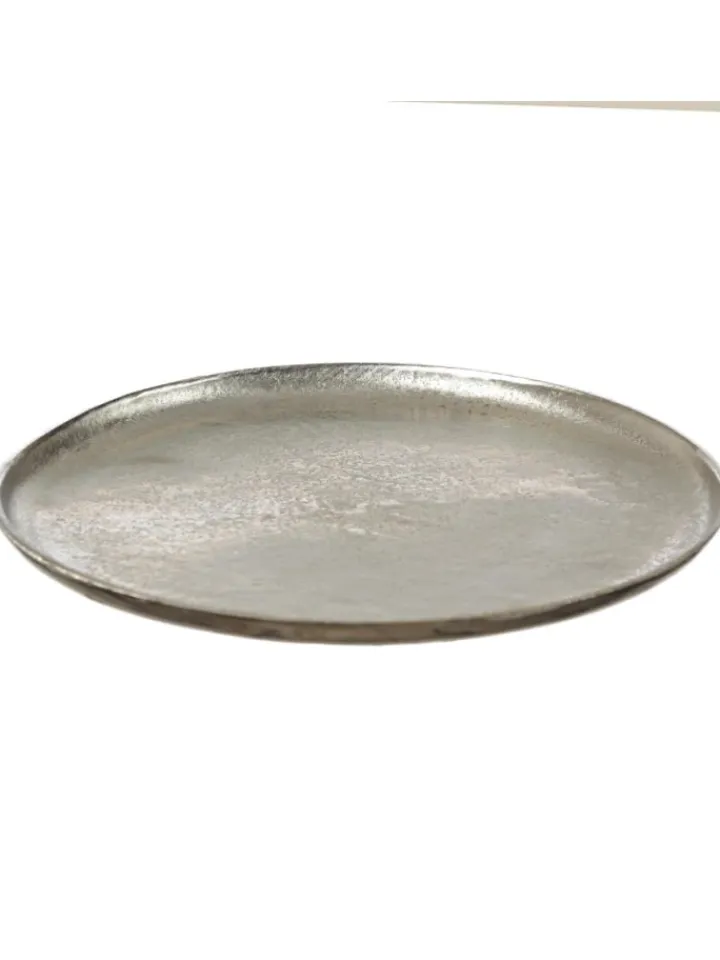 MARELIDA Dekoschalen<Dekoteller Dekotablett runder Kerzenteller Aluminium D: 30cm in silber