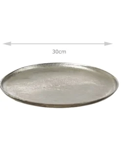 MARELIDA Dekoschalen<Dekoteller Dekotablett runder Kerzenteller Aluminium D: 30cm in silber
