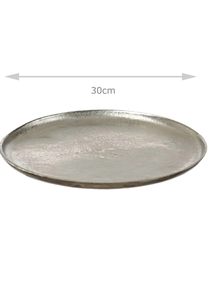 MARELIDA Dekoschalen<Dekoteller Dekotablett runder Kerzenteller Aluminium D: 30cm in silber