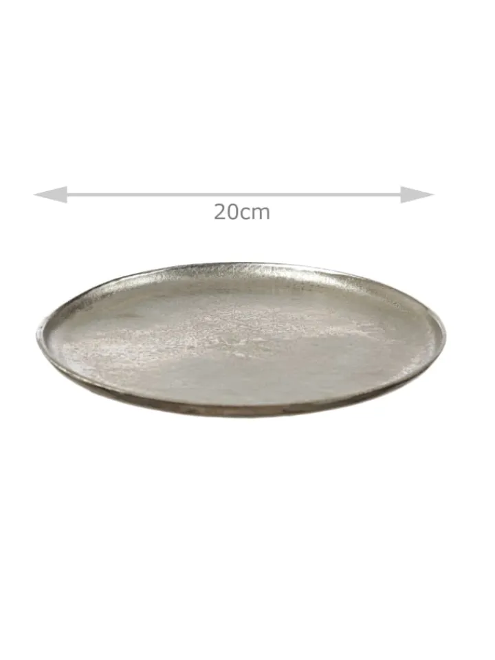 MARELIDA Dekoschalen<Dekoteller Dekotablett runder Kerzenteller Aluminium D: 20cm in silber