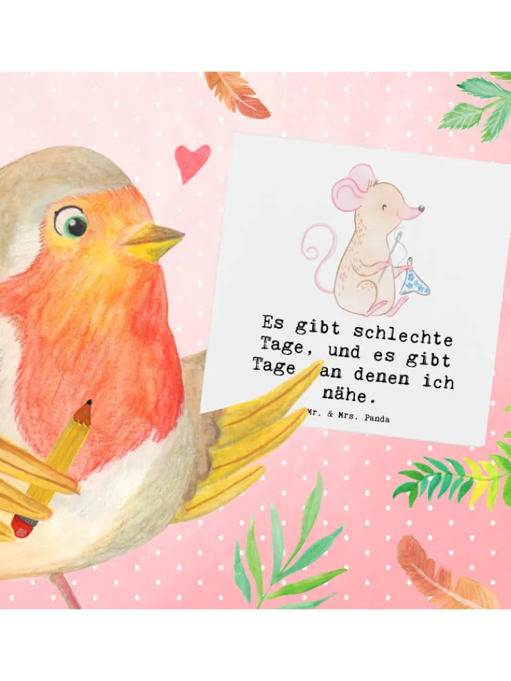 Mr. & Mrs. Panda Partyzubehör & -Dekoration<Deluxe Karte Maus Nähen mit Spruch in Weiß