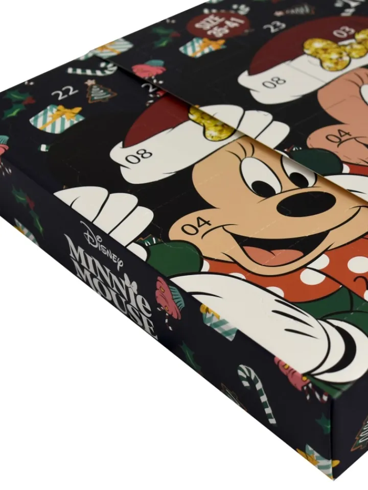 MINNIE MOUSE Adventskalender<Disney Socken Adventskalender 12 Paar kurz und lang in Mehrfarbig