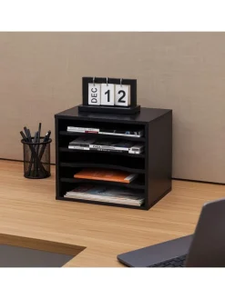 relaxdays Büro- & Schulbedarf<Dokumentenablage in Schwarz - (B)35,5 x (H)33 x (T)25 cm