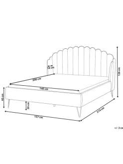 Beliani Betten & Matratzen<Doppelbett AMBILLOU in Beige/Gold - (W) 157 x (H) 126 x (L) 214 cm