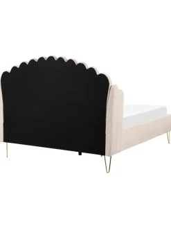 Beliani Betten & Matratzen<Doppelbett AMBILLOU in Beige/Gold - (W) 157 x (H) 126 x (L) 214 cm